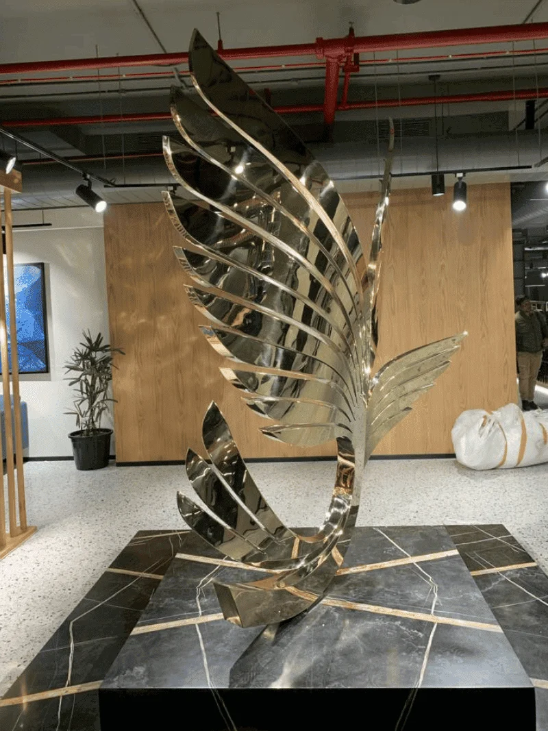 Indoor stainless steel sculptures Bengaluru - FormForge corporate art installation