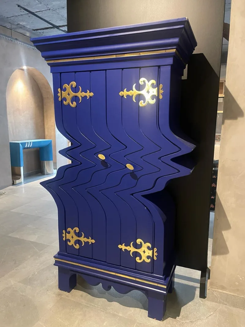 Glitch Cabinet — Wood & Brass sculpture, H 74in. | W 39in., by FormForge