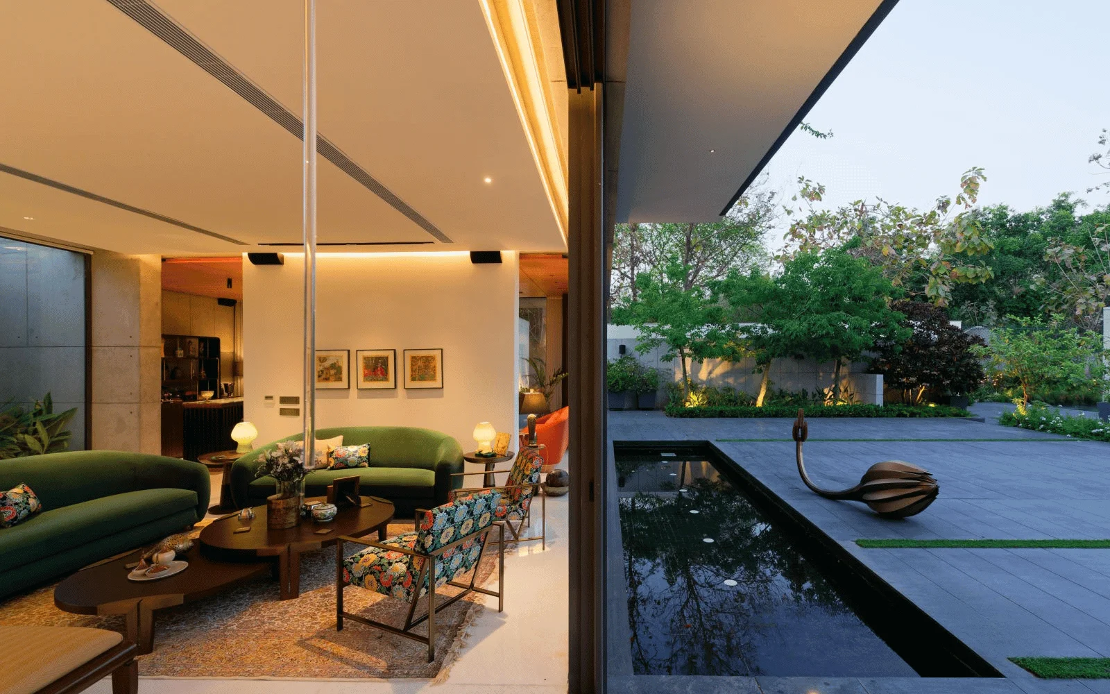 Corten steel outdoor sculptures Hyderabad gardens - FormForge landscape art