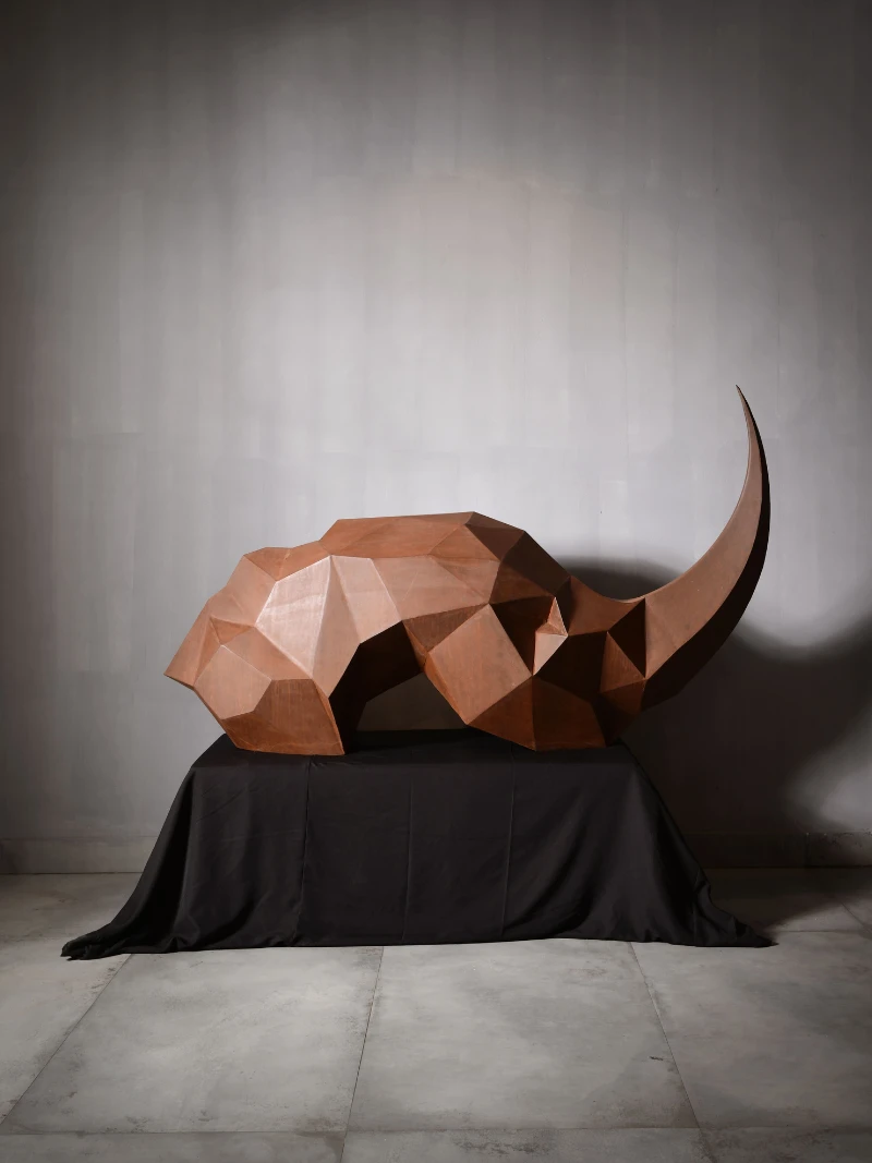 Rhino Sculpture made up corten steel