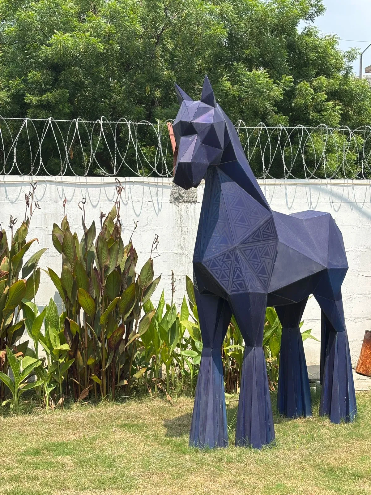 Gilded Stallion — Stainless steel sculpture, H 7ft, by FormForge