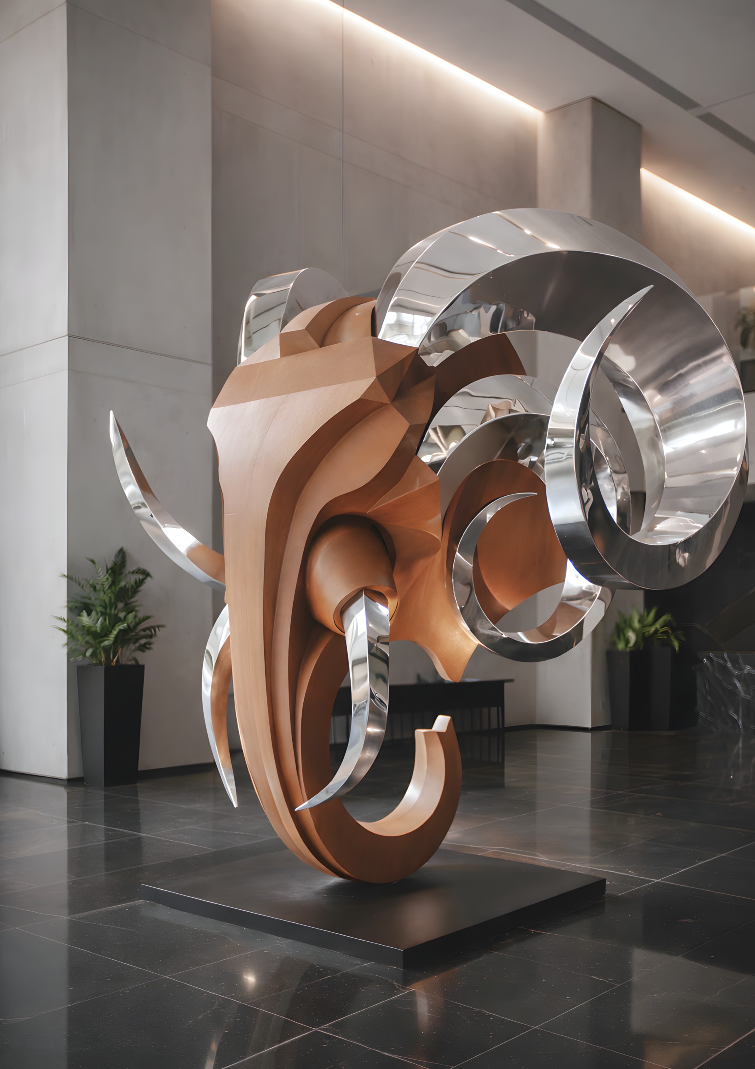 Waves of Infinity — metal elephant sculpture installation, Mumbai, by FormForge